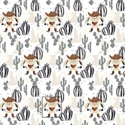Cotton rabbits in the wild west gray-beige on a white background