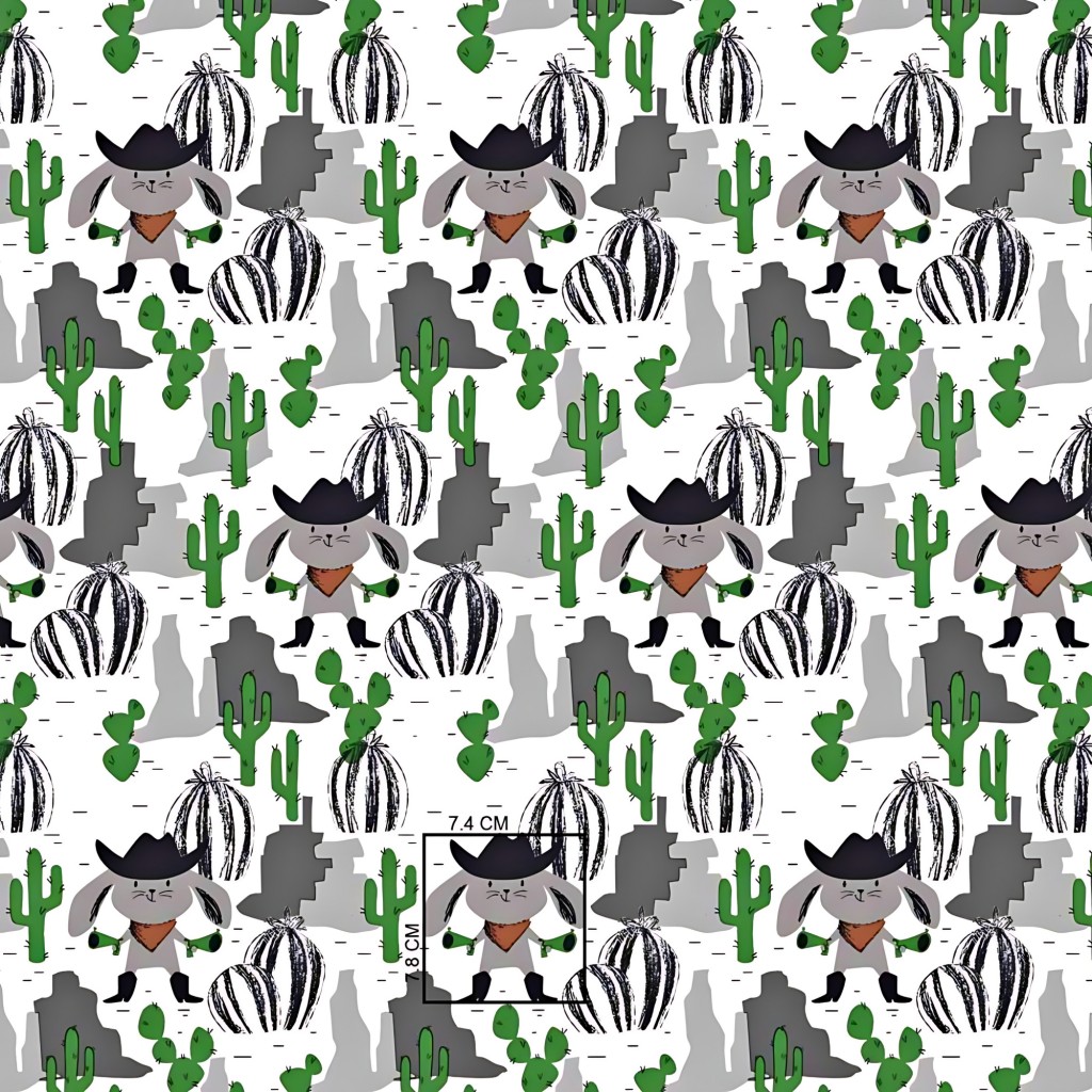 Bawełna króliki na dzikim zachodzie zielono szare