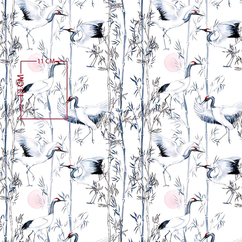 Cotton Japanese cranes on a white background