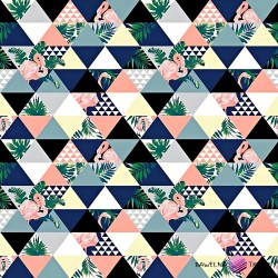 Cotton flamingos in triangles, pink-gray blue