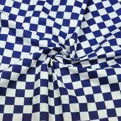 Cotton white and navy 2 cm checkerboard cotton