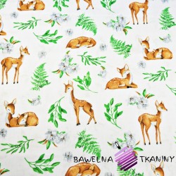 Cotton deer with leaves on a white background