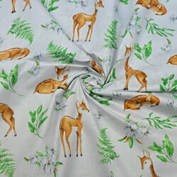 Cotton deer with leaves on a light gray background