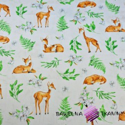 Cotton deer with leaves on a light gray background