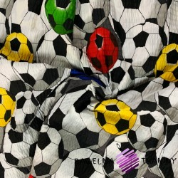 seersucker colourful footballs on white background