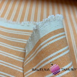 Decorative fabric - cotton white & orange stripes