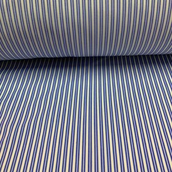 Decorative fabric - cotton white & navy stripes