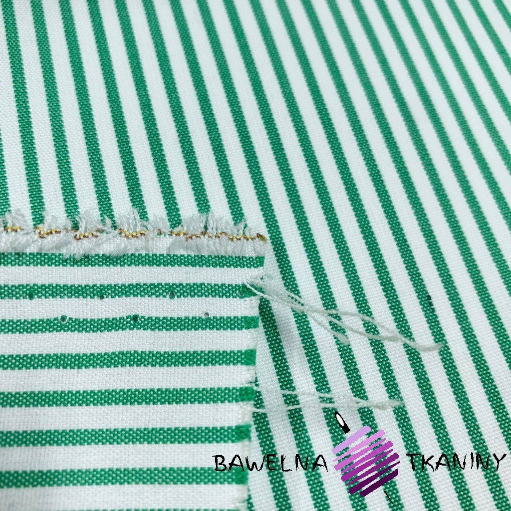 Tkanina dekoracyjna bawełniana pasy biało zielone