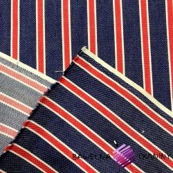 Decorative fabric - navy & red stripes