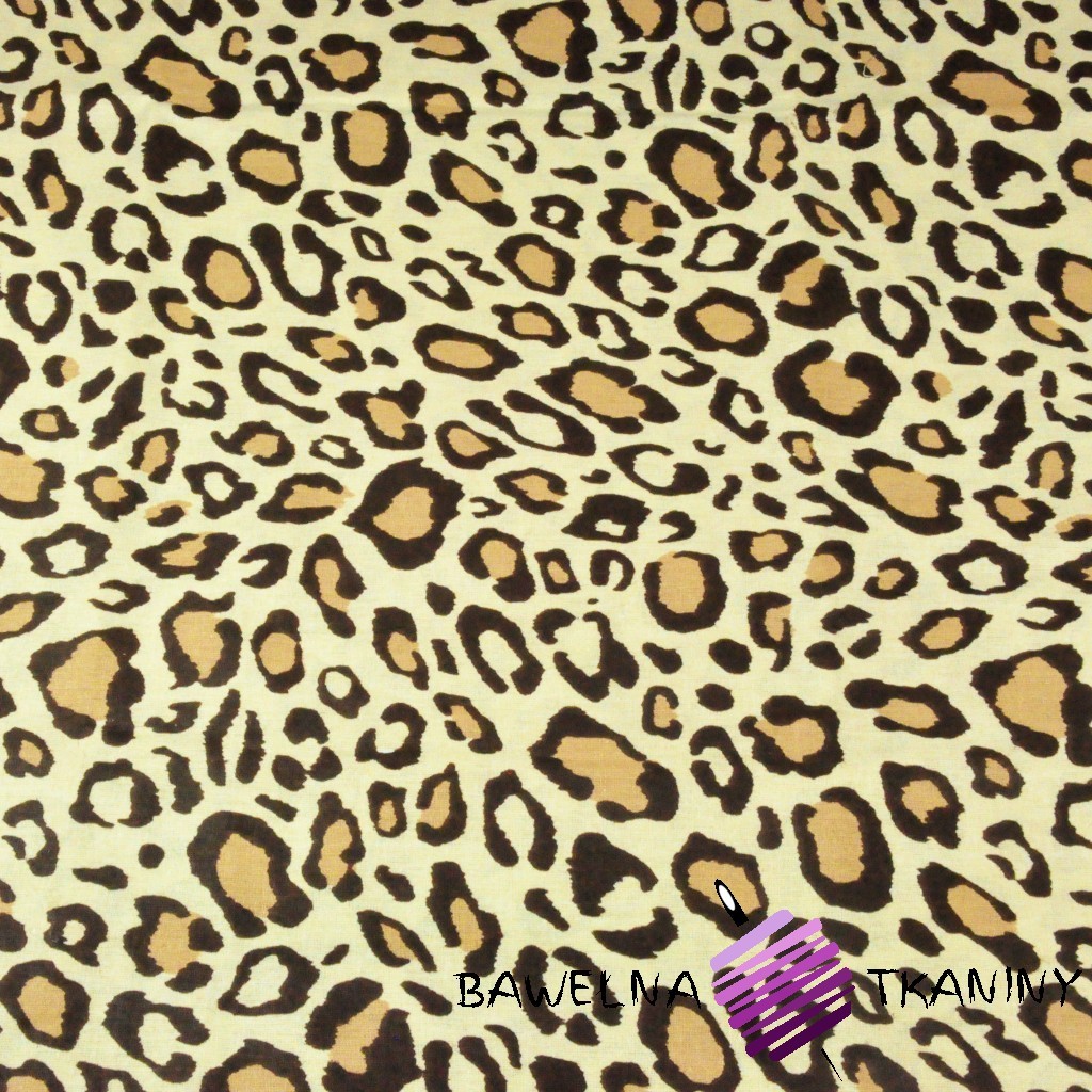 Cotton beige and brown leopard