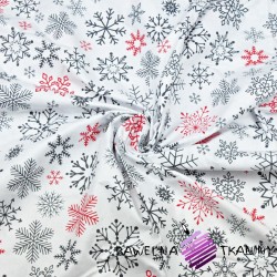 Cotton big red & gray snowflake on white background