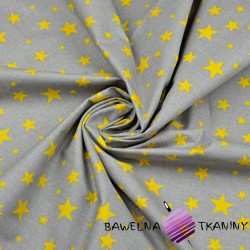 cotton new small and big yellow stars on gray