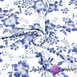 Cotton navy blue flowers on a white background