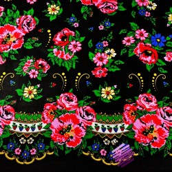 Cotton moutain folk pattern on black background