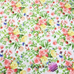 Cotton colorful bouquet of flowers on white background - 220cm