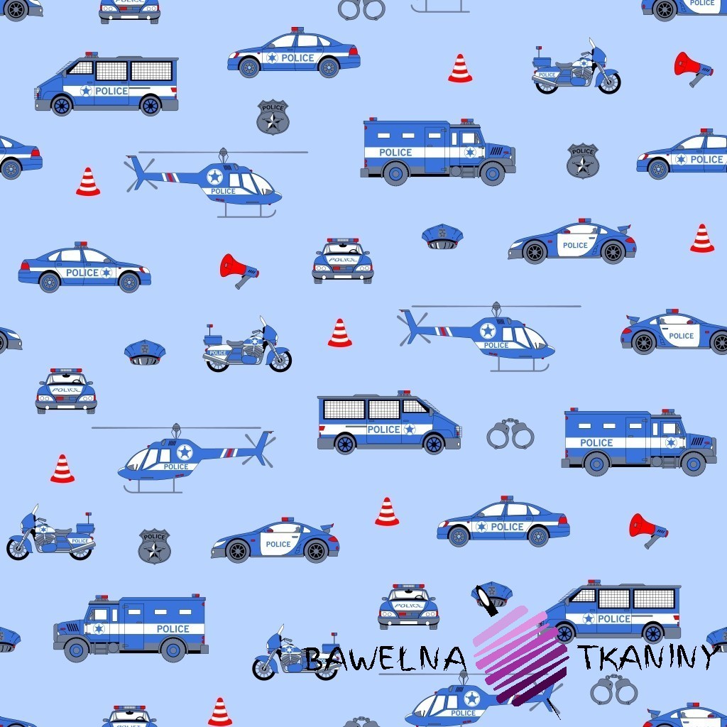 Cotton blue police on blue background