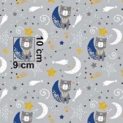 Cotton bears on the moon on a gray background