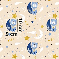 Cotton bears on the moon on a apricot background