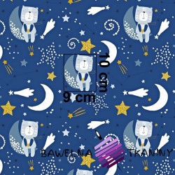 Cotton bears on the moon on a navy background
