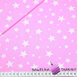 cotton new small and big white stars on pink background