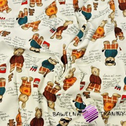 Cotton Jersey - bears and rabbits on an ecru background