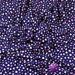 Cotton Jersey - pink hearts on a navy blue background