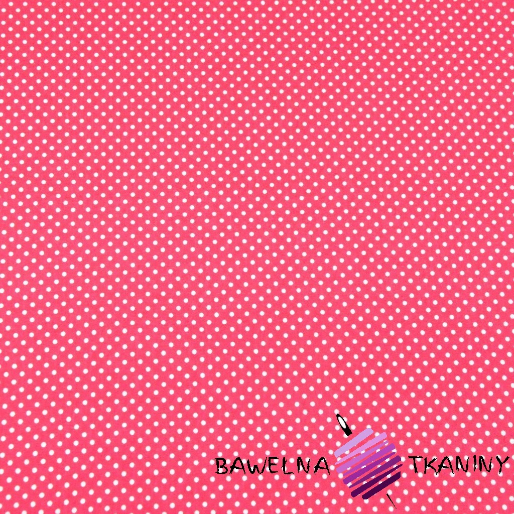 Cotton Jersey - white dots on pink background