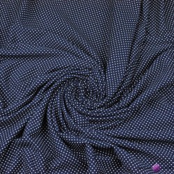 Cotton Jersey - white dots on navy blue background