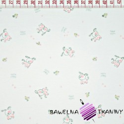 Cotton Jersey - pink dogs on white background