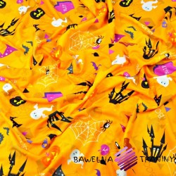 Cotton Jersey digital print - halloween on orange background
