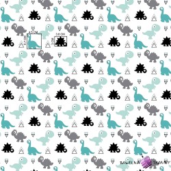 Cotton mint-gray dinosaurs on a white background