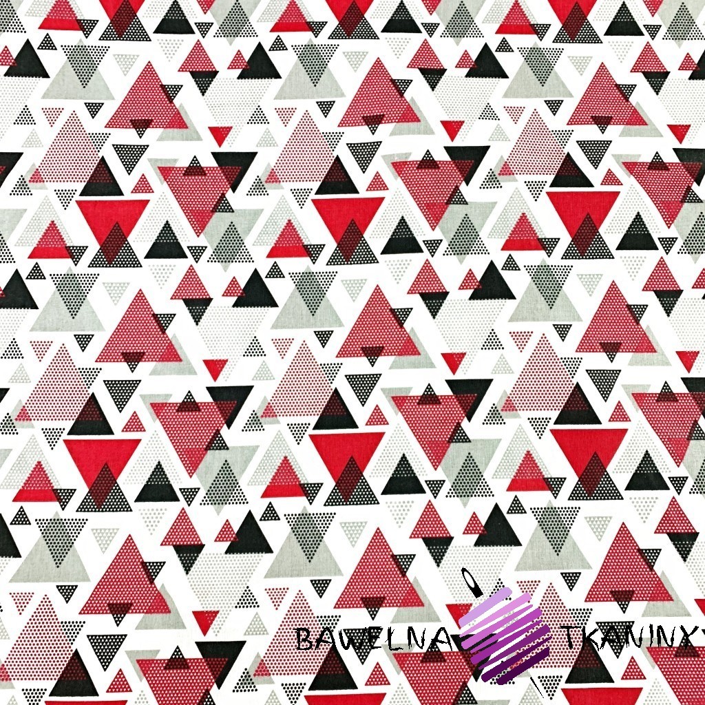 Cotton triangles in red-gray dots on white background