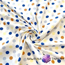 Cotton spots blue and brown on white background