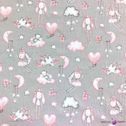 Cotton pink cuddly on gray background