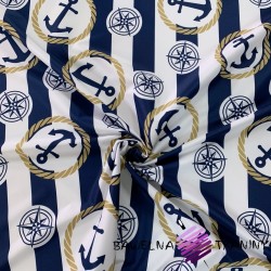 waterproof fabric sailor pattern on white and navy stripes