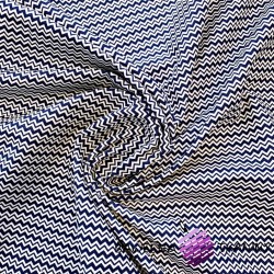 Cotton tiny navy blue & white zigzag
