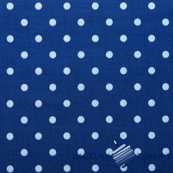 Antibacterial cotton white dots on navy blue background