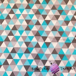 Cotton gray-turquoise  triangles on a white background