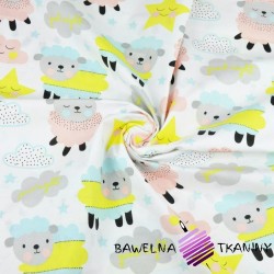 Cotton sheep with tars and clouds on a white background
