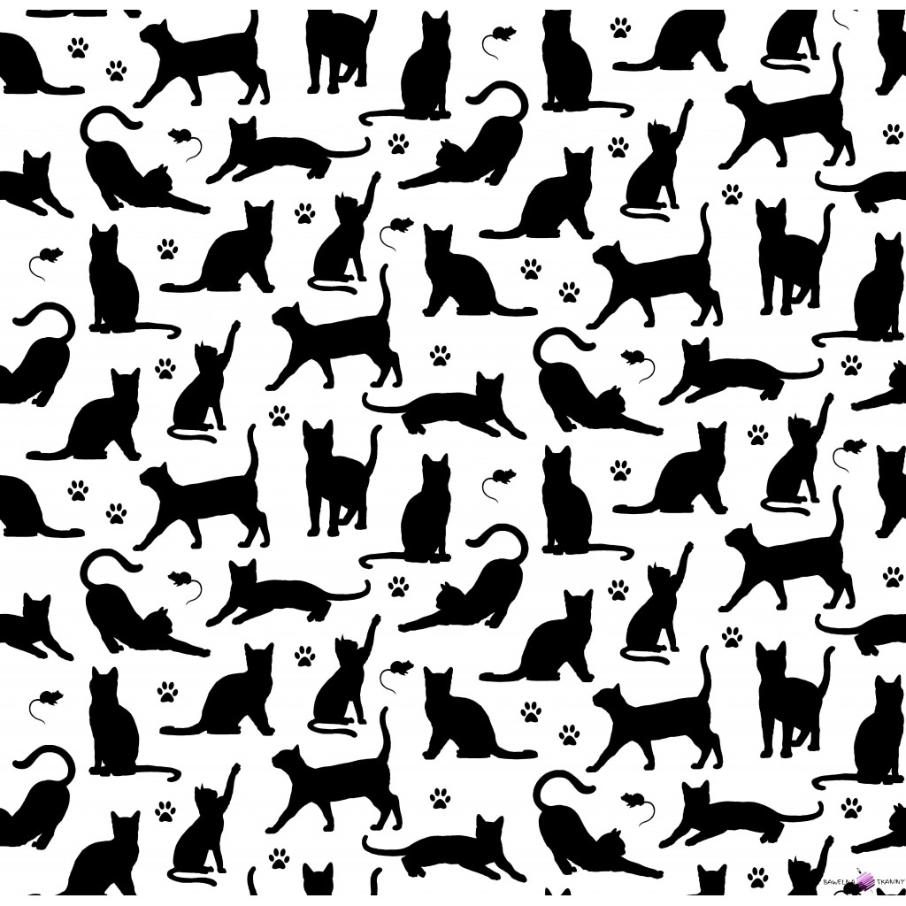 Flannel cats contours black on a white background