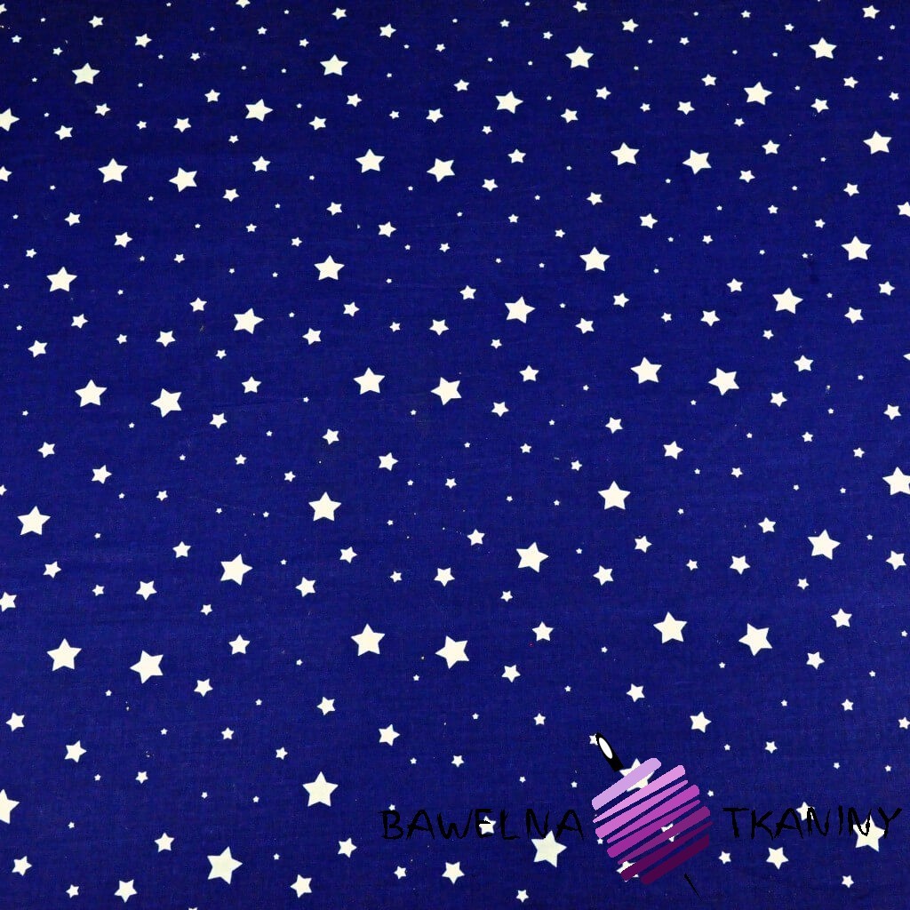 Cotton MINI MAXI white stars on a navy background