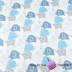 Muslin cloth elephants navy and blue on white background