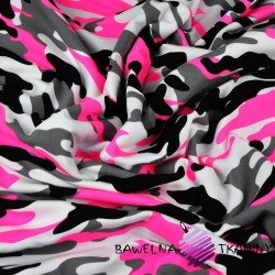 Dresówka pętelka - moro różowo biało czarne
