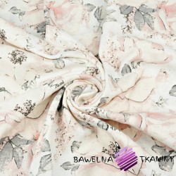 Muslin cloth wild pink rose on a white background
