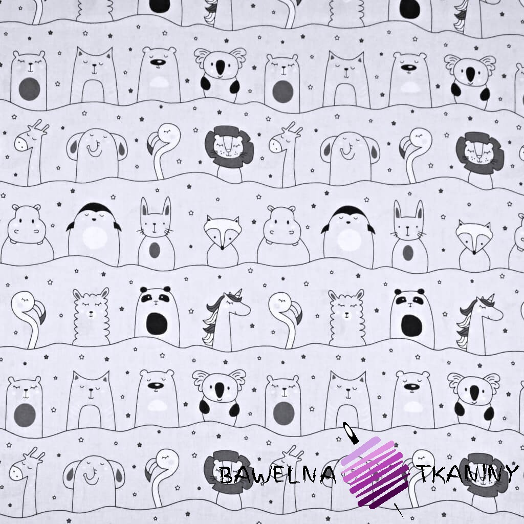 Cotton white animals on the lines on gray background
