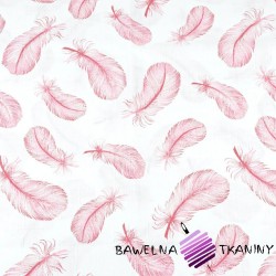 Muslin cotton pink feathers...