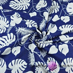 Cotton white leaves on a navy blue background