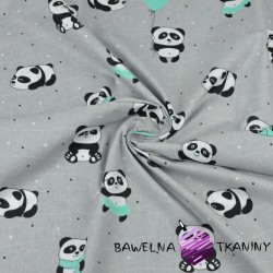 pandy z miętowym balonikiem na szarym tle