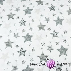 Cotton beige & gray patterned stars on white background