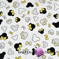 Cotton black-yellow small MIKI with bow on a white background
